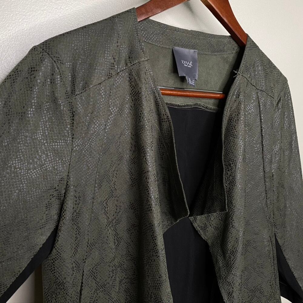 Women's Lysse Penelope Jacket Hunter Snake Green Drape Front Soft Jacket Medium - Picture 6 of 10